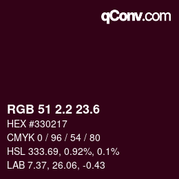 カラーコード: RGB 51 2.2 23.6 | qconv.com