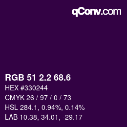 カラーコード: RGB 51 2.2 68.6 | qconv.com