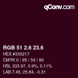 カラーコード: RGB 51 2.6 23.6 | qconv.com