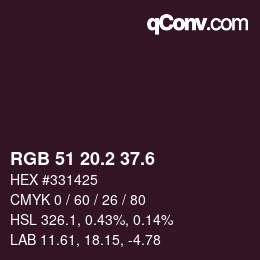 カラーコード: RGB 51 20.2 37.6 | qconv.com