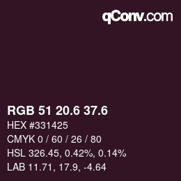 カラーコード: RGB 51 20.6 37.6 | qconv.com