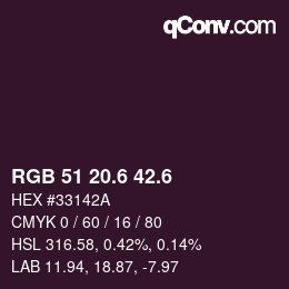 カラーコード: RGB 51 20.6 42.6 | qconv.com