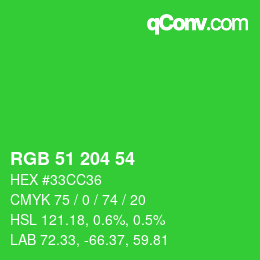 Color code: RGB 51 204 54 | qconv.com