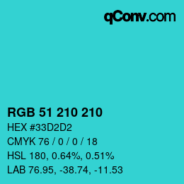 カラーコード: RGB 51 210 210 | qconv.com
