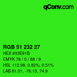 Color code: RGB 51 232 27 | qconv.com