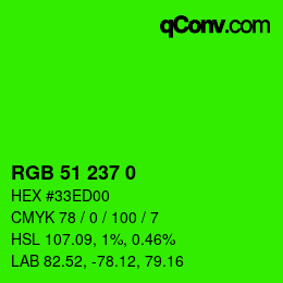 Color code: RGB 51 237 0 | qconv.com