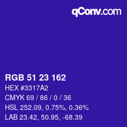 Color code: RGB 51 23 162 | qconv.com