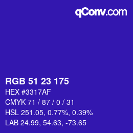 Color code: RGB 51 23 175 | qconv.com
