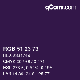 カラーコード: RGB 51 23 73 | qconv.com