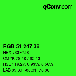 Color code: RGB 51 247 38 | qconv.com