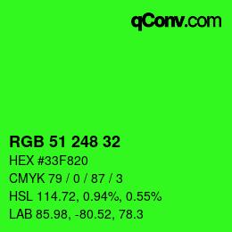Color code: RGB 51 248 32 | qconv.com