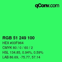 Color code: RGB 51 249 100 | qconv.com