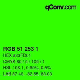 Color code: RGB 51 253 1 | qconv.com