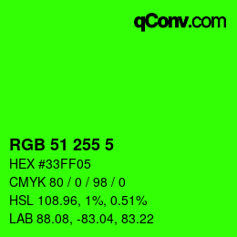 Color code: RGB 51 255 5 | qconv.com