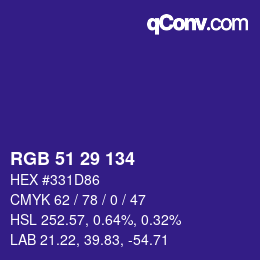 Color code: RGB 51 29 134 | qconv.com