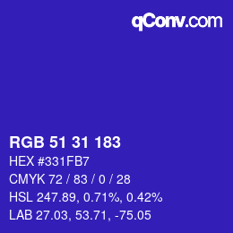 Color code: RGB 51 31 183 | qconv.com