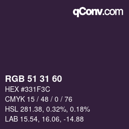 カラーコード: RGB 51 31 60 | qconv.com