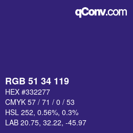 Farbcode: RGB 51 34 119 | qconv.com