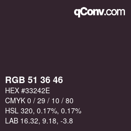 Color code: RGB 51 36 46 | qconv.com