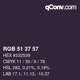 Color code: RGB 51 37 57 | qconv.com