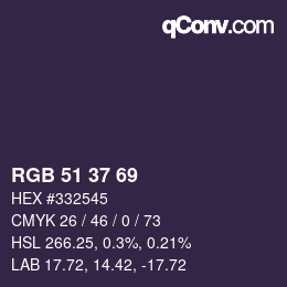 Color code: RGB 51 37 69 | qconv.com