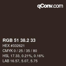 Color code: RGB 51 38.2 33 | qconv.com