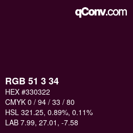 Color code: RGB 51 3 34 | qconv.com