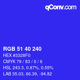 Color code: RGB 51 40 240 | qconv.com