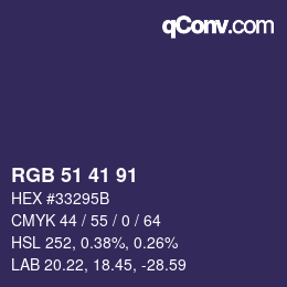 Farbcode: RGB 51 41 91 | qconv.com
