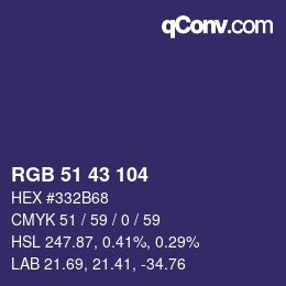 Color code: RGB 51 43 104 | qconv.com