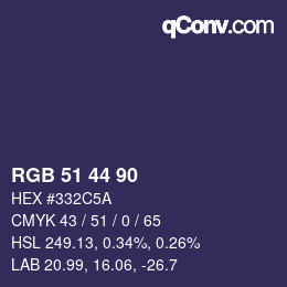 Farbcode: RGB 51 44 90 | qconv.com