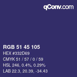 Color code: RGB 51 45 105 | qconv.com