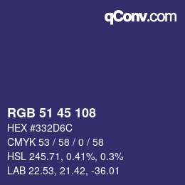 Código de color: RGB 51 45 108 | qconv.com