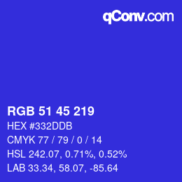 カラーコード: RGB 51 45 219 | qconv.com