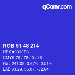 Color code: RGB 51 48 214 | qconv.com