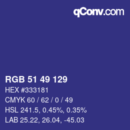 カラーコード: RGB 51 49 129 | qconv.com