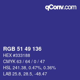 Color code: RGB 51 49 136 | qconv.com