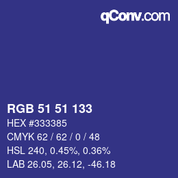 Color code: RGB 51 51 133 | qconv.com