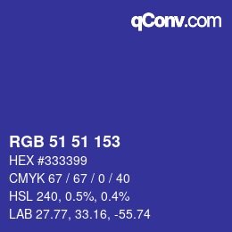 Color code: RGBA 51 51 153 1 | qconv.com