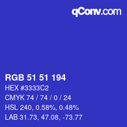 Color code: RGB 51 51 194 | qconv.com