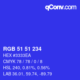 Farbcode: RGB 51 51 234 | qconv.com