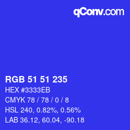 Color code: RGB 51 51 235 | qconv.com