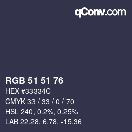 Code couleur: RGB 51 51 76 | qconv.com