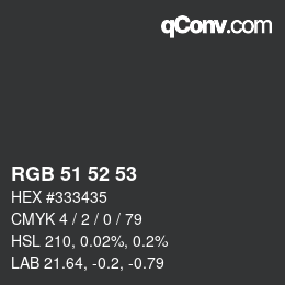 Farbcode: RGB 51 52 53 | qconv.com