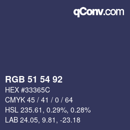 Farbcode: RGB 51 54 92 | qconv.com