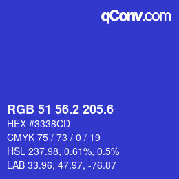 カラーコード: RGB 51 56.2 205.6 | qconv.com