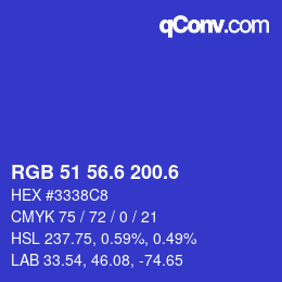 カラーコード: RGB 51 56.6 200.6 | qconv.com