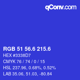 カラーコード: RGB 51 56.6 215.6 | qconv.com