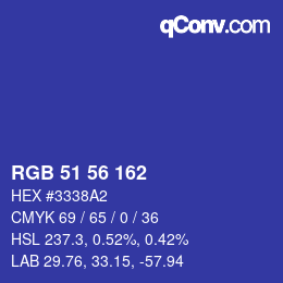 Color code: RGB 51 56 162 | qconv.com