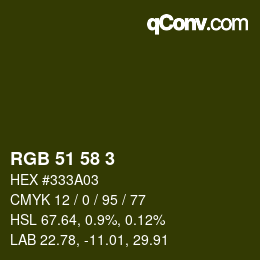 颜色代码: RGB 51 58 3 | qconv.com